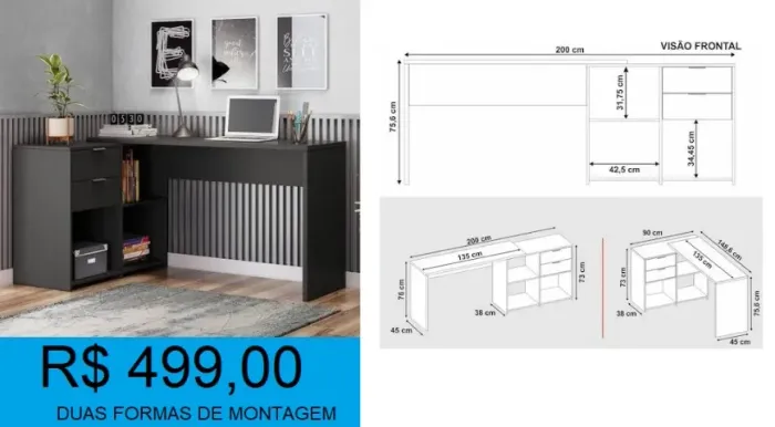 Escrivaninha duas formas de montagem, entrega e montagem gratuita 