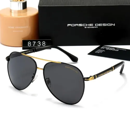 Óculos Masculino Aviador De Sol Porsche 8738 Polarizado Proteção Uv-400