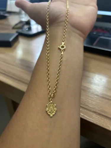 Colar elo português com nossa senhora ouro 18k