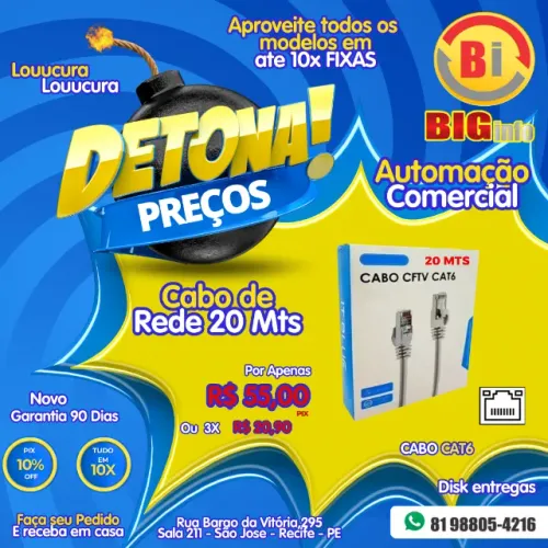 Cabo De Rede 20m Cat 6 Itblue Le-316 Com Protecao Aluminio