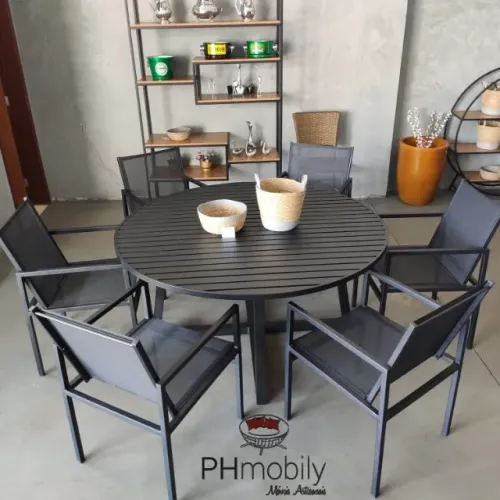 JOGO DE MESA COM 6 CADEIRAS NA TELA SLING