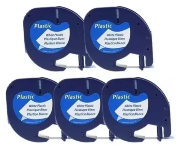 5x Fitas Compatível P/ Uso Rotulador Dymo Letratag 91201 Branco