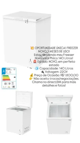 Freezer horizontal Philco 