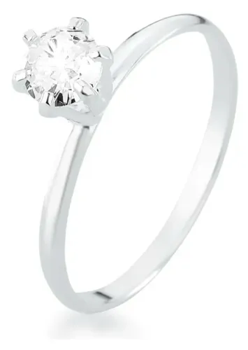 Anel Prata 925 Solitario C/ Zircônia Ponto de Luz - Design Lindo e Luxuoso!