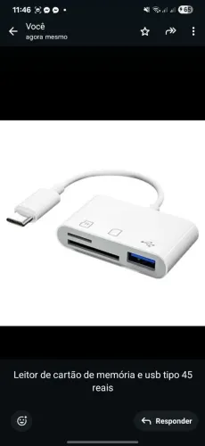 Leitor de Cartão de Memória USB Tipo C