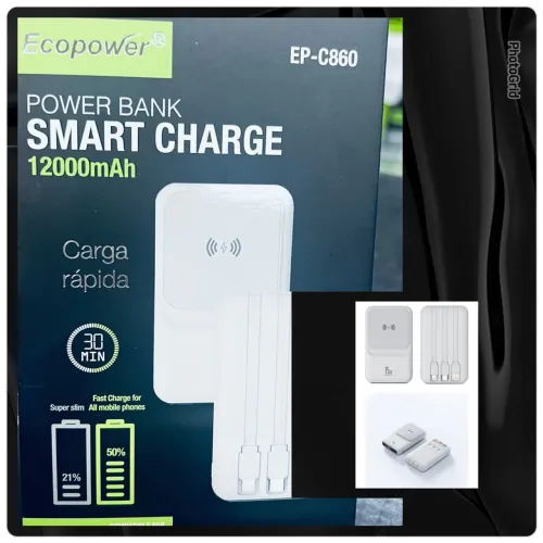 Carregador celular Power Bank Ecopower 12000mAh - Carregamento Rápido