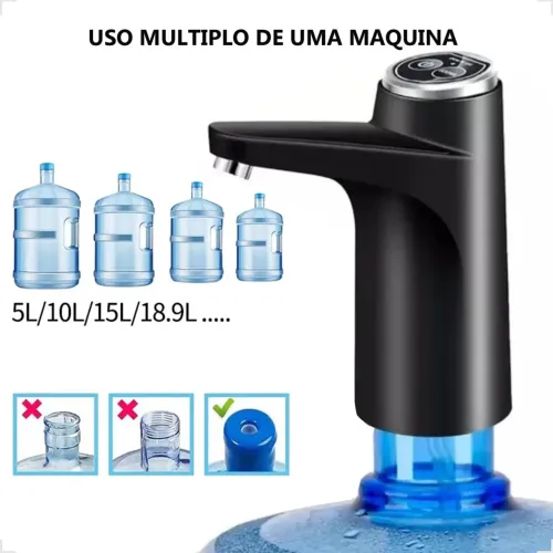 Bomba Elétrica Recarregável para Galão de Água USB, Recarregável e Painel Touch - Oásis 