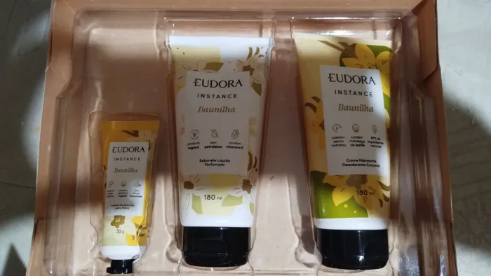 Kit Eudora Instance Baunilha - Sabonete, Creme e Creme para Mãos