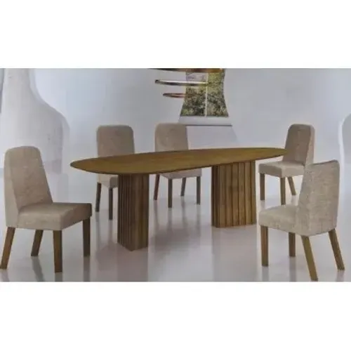 Mesa Isis 180 Organico S/ Vidro C/ 6 Cad Isis L Palha - Freijo