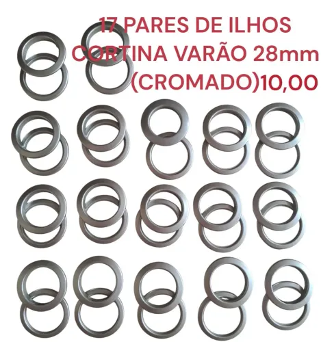 Cortina 49 Pares de Ilhós para Cortina Varão 28mm