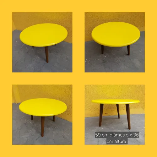 Mesa de Centro Amarela Redonda