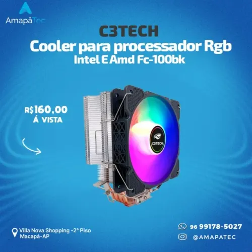 Cooler para processador C3tech RGB FC-L110M Intel e Amd