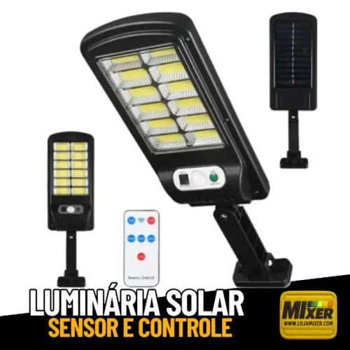 Luminária Solar Led Parede Refletor 144 Cob Sensor Controle Remoto 25w _ CS102