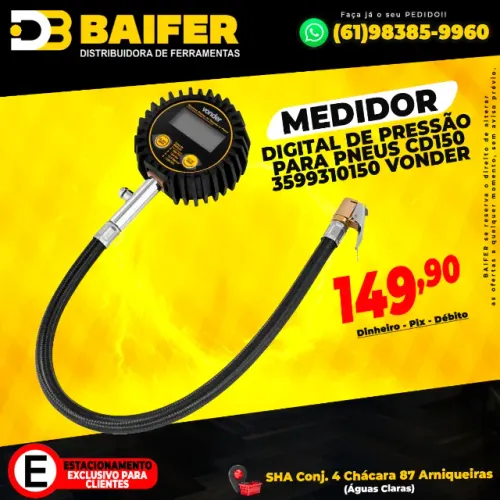 Medidor Digital de Pressão Para Pneus CD150  * Vonder