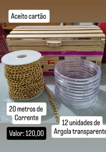 20 Metros de Corrente + 12 Argolas Transparentes