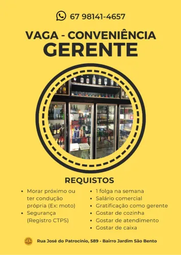 Vaga para gerente de Conveniência