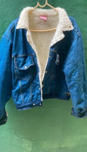 Casaco Jaqueta Jeans com La de Carneiro