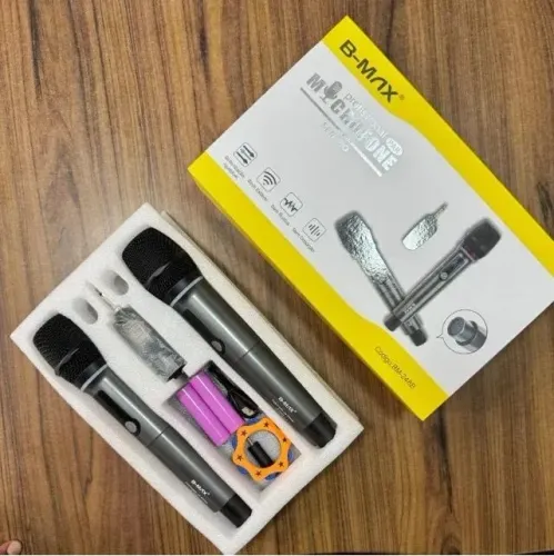 Kit 2 Microfones Sem Fio Dinâmicos Com Painel B-Max BM-248B