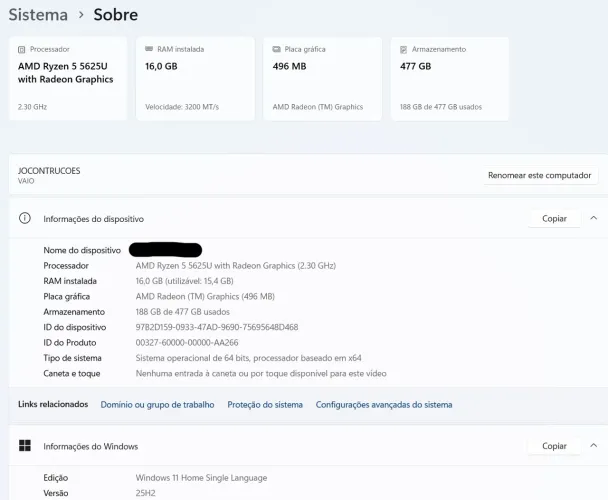Notebook VAIO FE16