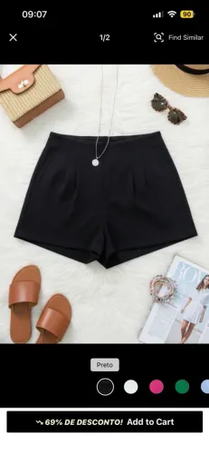 Short de alfaiataria preto tamanho p/pp
