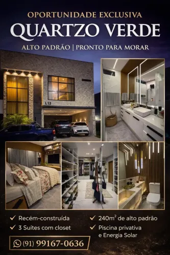 casa Quartzo Verde, Condomínio c/excelente casa, 3 suítes, área:240m² Moderna