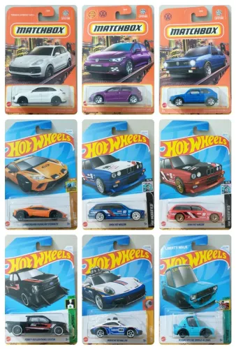 Kit com 9 Miniaturas Carrinhos Hot Wheels + Brinde (Álbum Copa de Mundo 2026 Brochura)