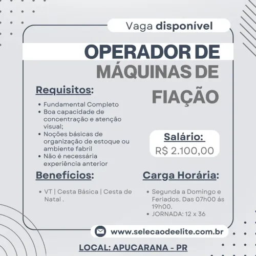 Operador de Máquina de Fiação 
