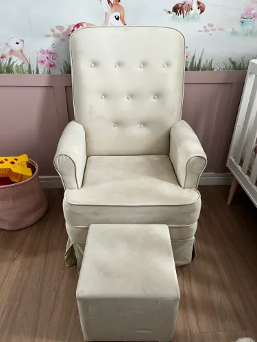 Poltrona Amamentação - balanço off white Suede