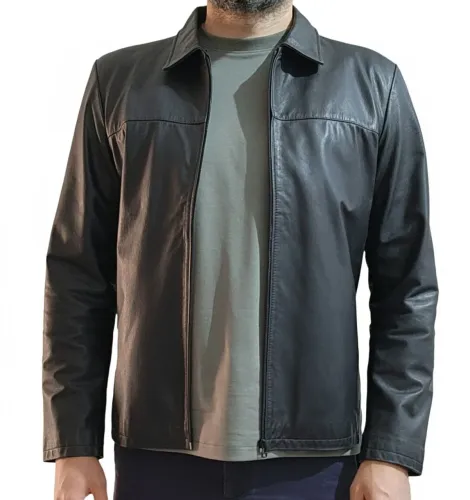 Jaqueta de couro legítimo preta tamanho G Javali JVL