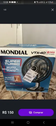 Vendo ventilador mundial Vtx-40 super turbo