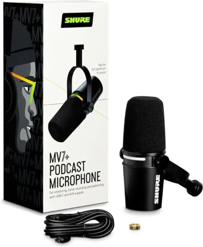 Microfone Shure MV7+ para Podcast, Streaming e Gravações