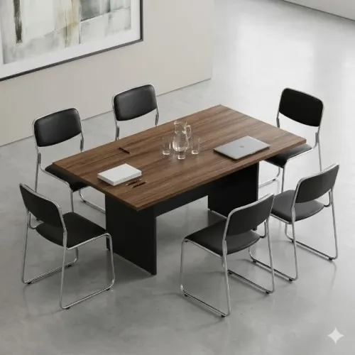 KIT MESA DE REUNIÃO 2,0X0,9 COM 6 CADEIRAS FIXAS PREÇO PROMOCIONAL