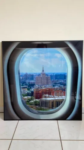Quadro Decorativo "Nova York" - Janela de Avião - Impresso em Vidro Fine Art