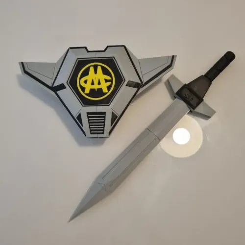 Escudo + Espada Change Robô de 25cm de altura Changeman. Impressão 3D