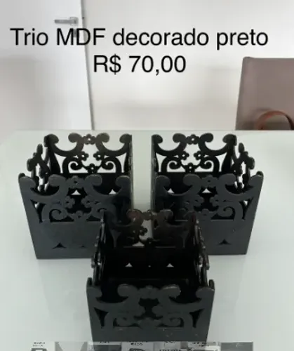Trio MDF decorado preto