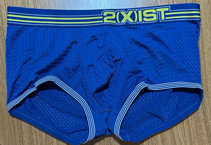 Cueca box masculina 2 (x)ist azul de lycra furadinha tamanho M