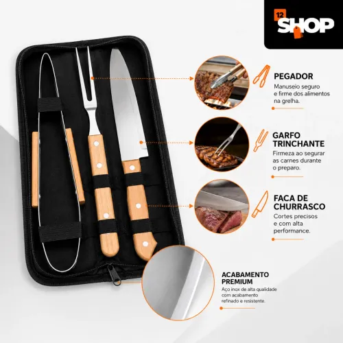 Kit churrasco com 3 peças