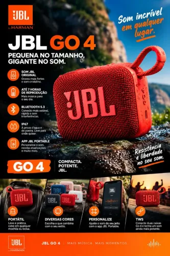 JBL GO 4 VERMELHO ORIGINAL