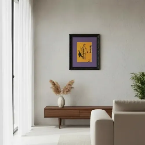 Quadro Nanquim Carybé 43x49cm # (Usado)
