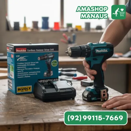 Parafusadeira Furadeira de Impacto a Bateria 12V Makita HP333DWYX3 Bivolt com Maleta