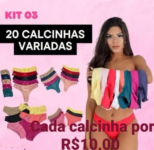 20 calcinha variadas por 10 reais