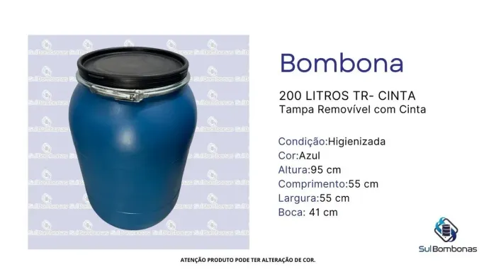 Bombona 200 Litros tampa removível