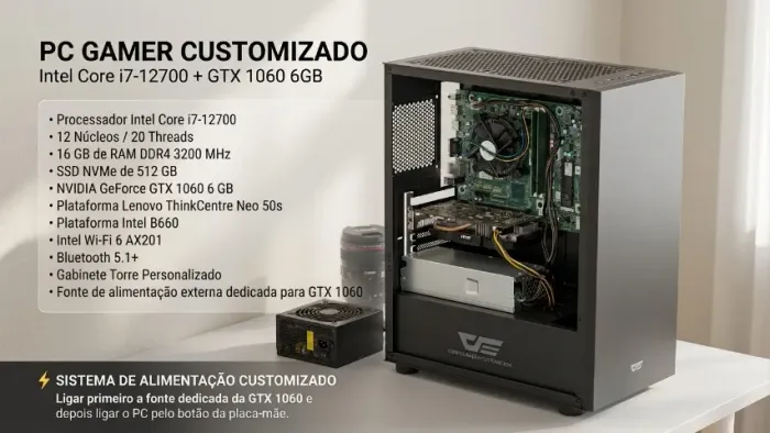 PC Gamer i7-12700 + GTX 1060 6GB | 8x2 GB RAM | SSD 512GB | Wi-Fi 6