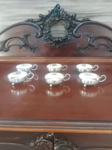Conjunto de 6 taças de sobremesa banhadas a prata antigas