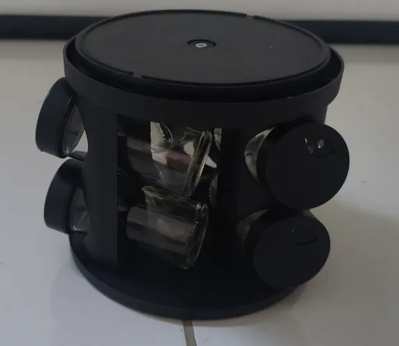 Porta Temperos de Vidro em Suporte Giratório com 6 Unidades