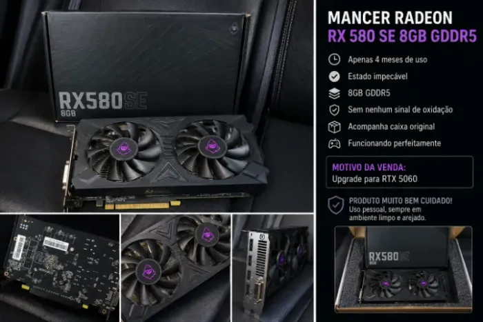 Mancer Radeon RX 580 SE 8GB GDDR5 - Impecável | 4 meses de uso + Caixa