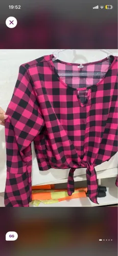 Blusa xadrez rosa