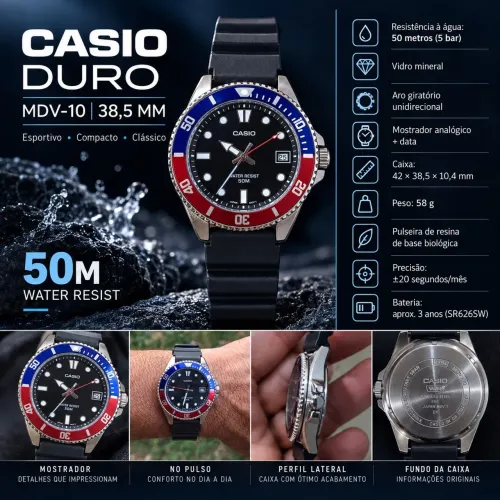 Relógio Casio MDV 10 38MM Original
