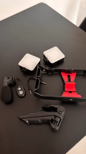 Kit para Gravação / Vídeos - Iluminação + Microfone + Acessórios