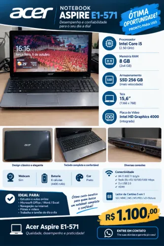 Notebook Acer Aspire E1-571 Core i5